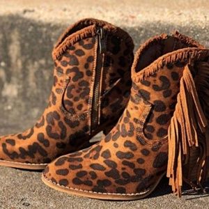 Cheetah fringe booties